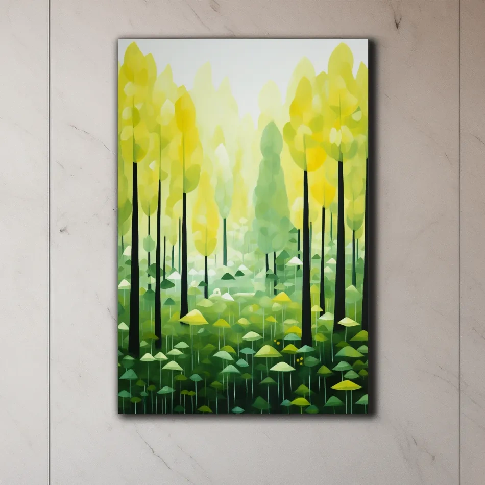 Happy illustration of a surreal storybook forest