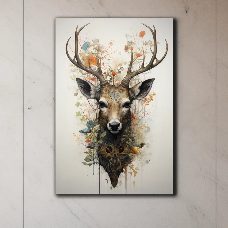 Elegant floral deer head art