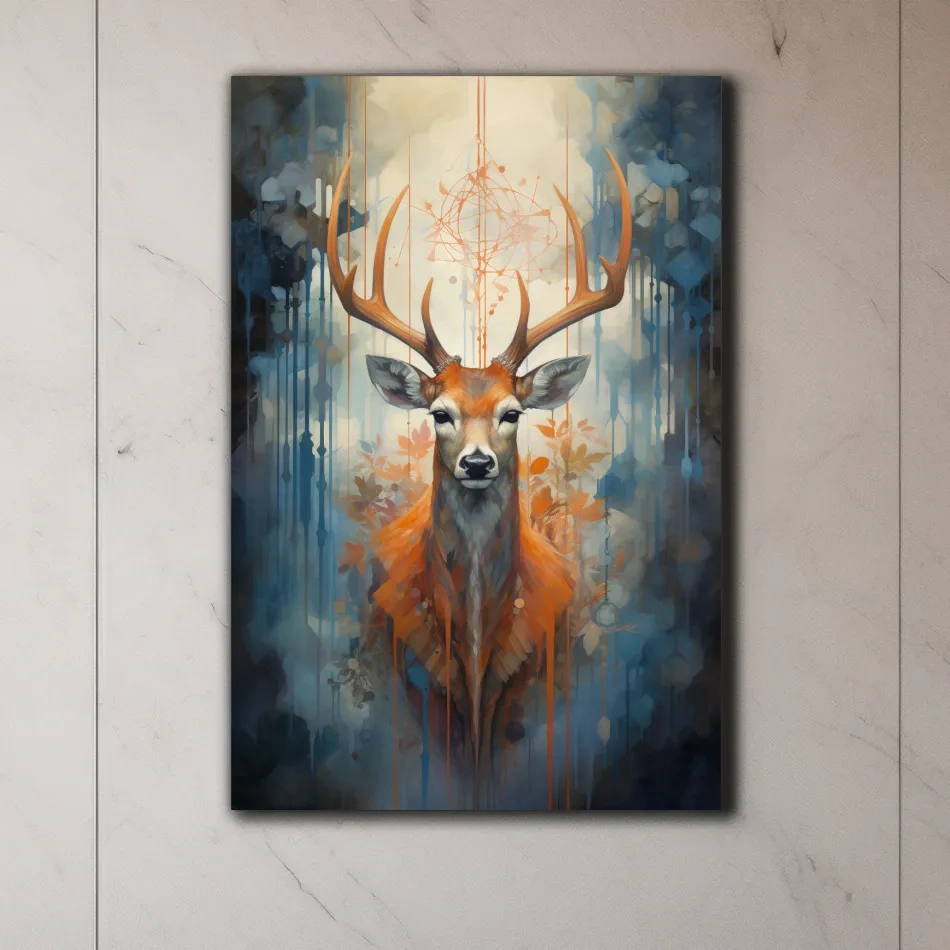 Abstract painting of a majestic deer head