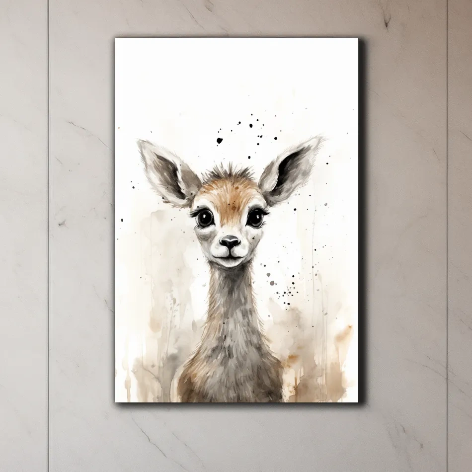 Watercolour illustration of a deer fawn