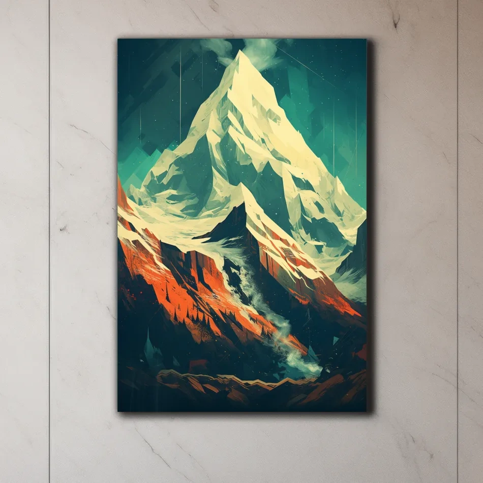 Retro style mountain glacier art poster