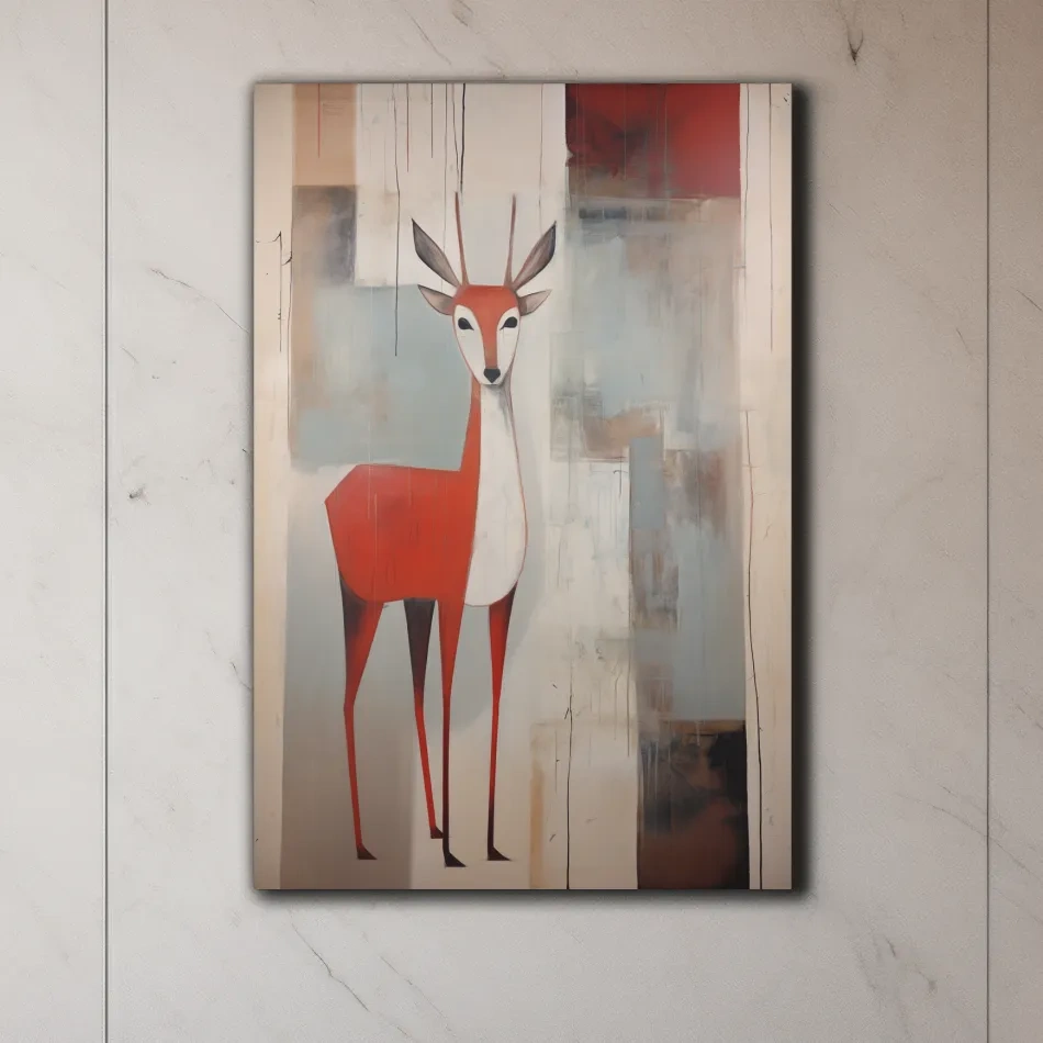 Rustic expressionist painting of a deer