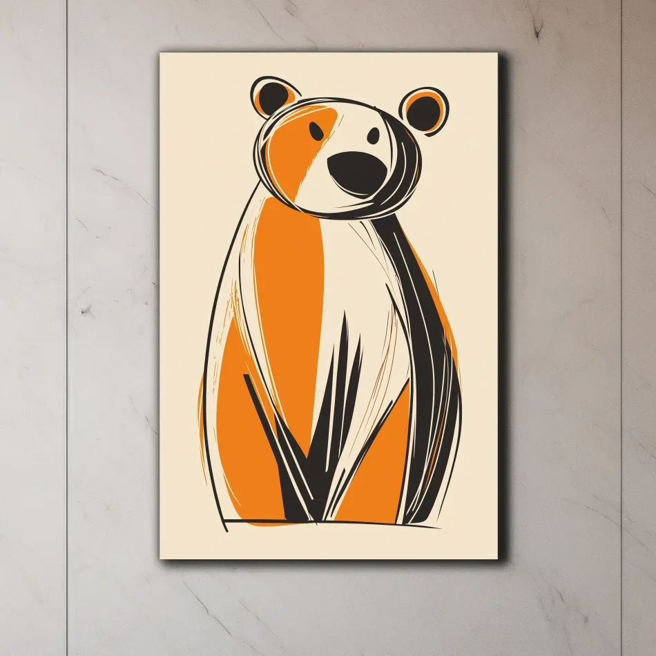 Fun caricature print of a cartoon bear