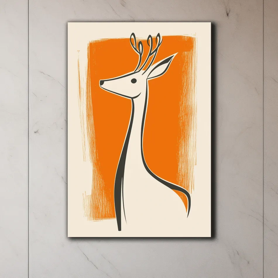 Caricature wall art illustration of a cute cartoon deer