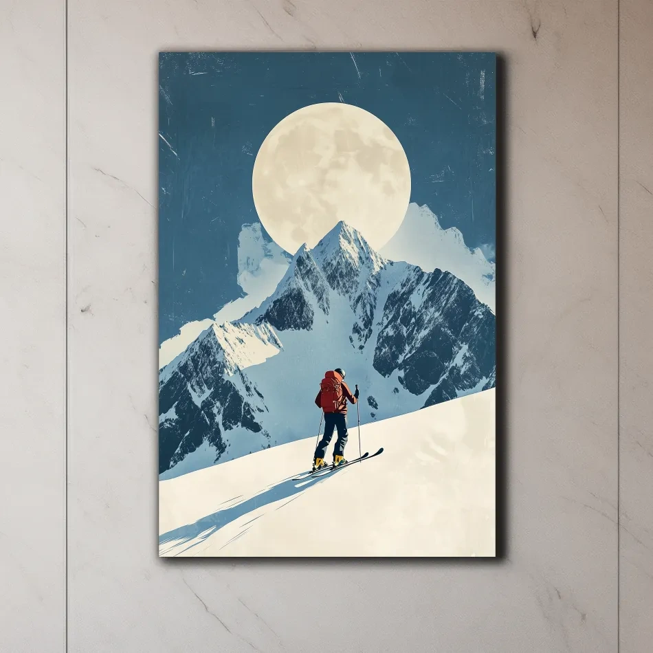 Retro style ski poster wall art