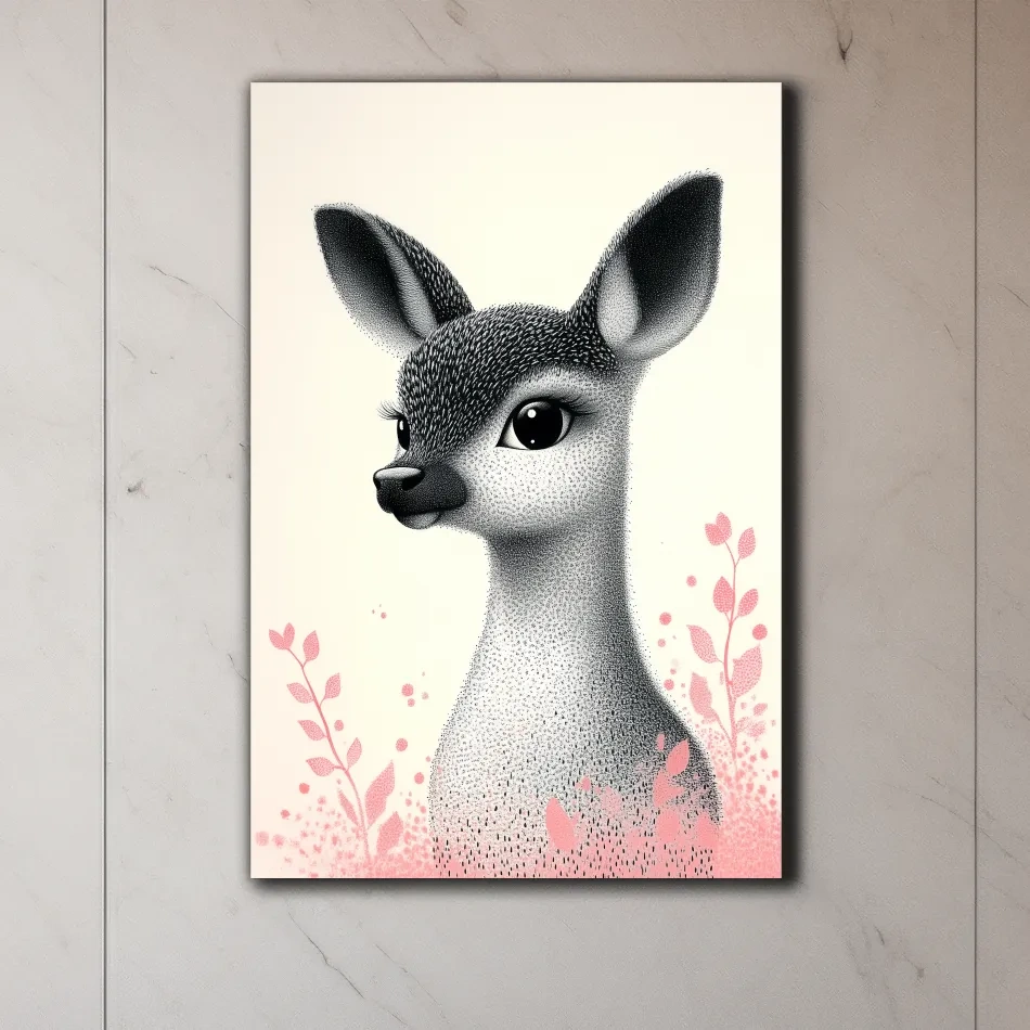 Cute Baby Deer Portrait Illustration - Childrens Nursery Animal Wall Art