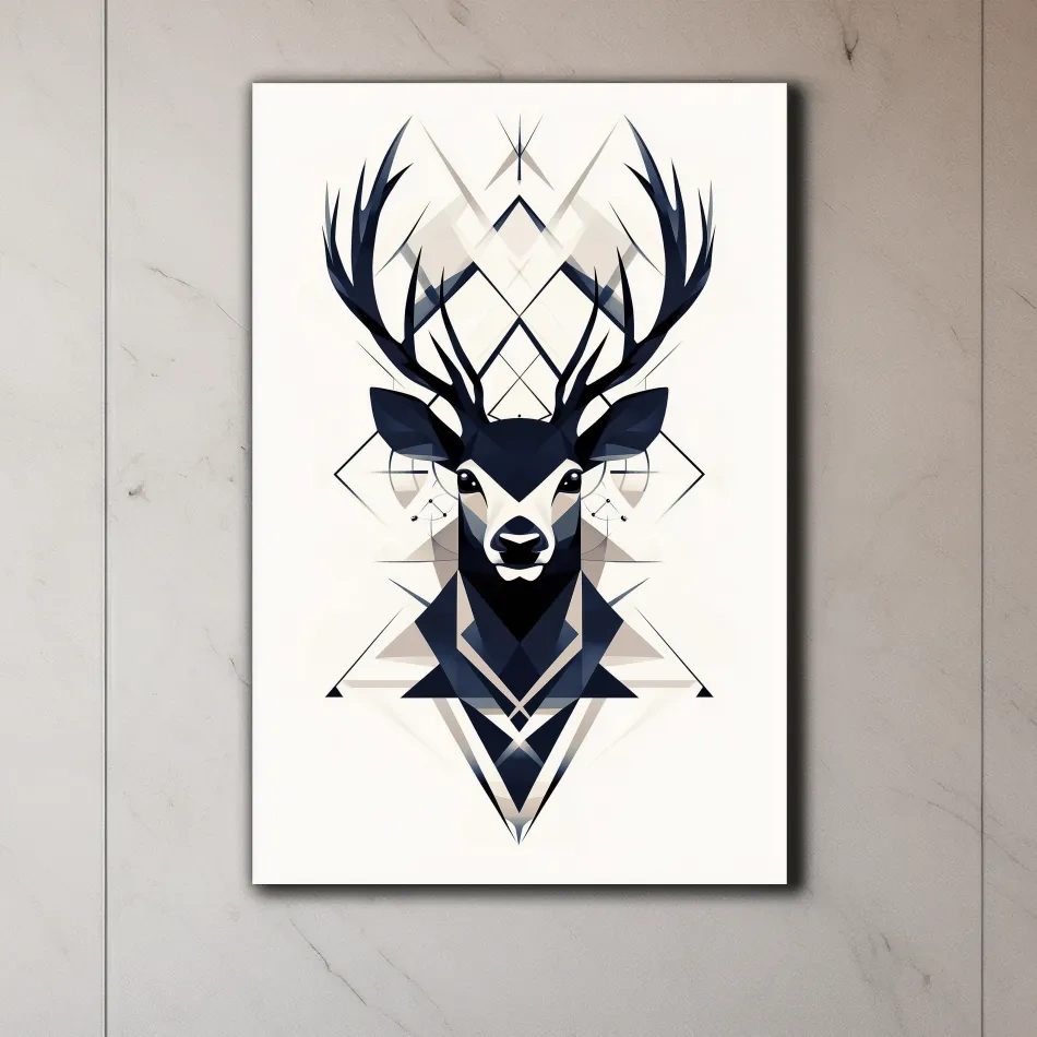 Deer head illustration print, ornate tribal style wall art