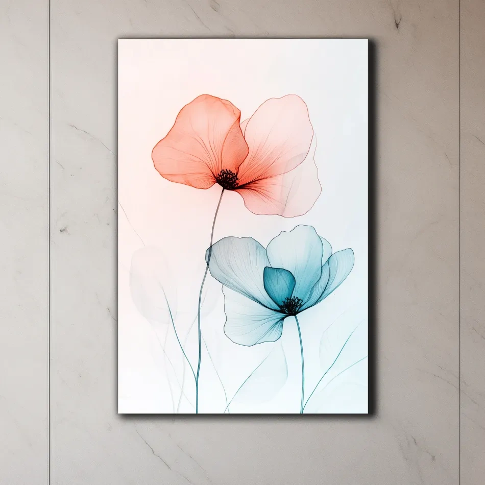Abstract poppy art, soft watercolour print