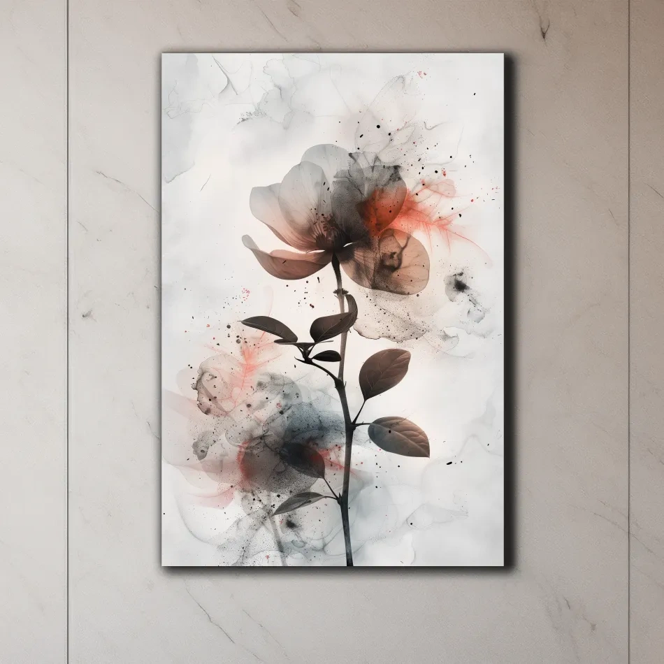 Abstract flower painting artwork, floral wall art