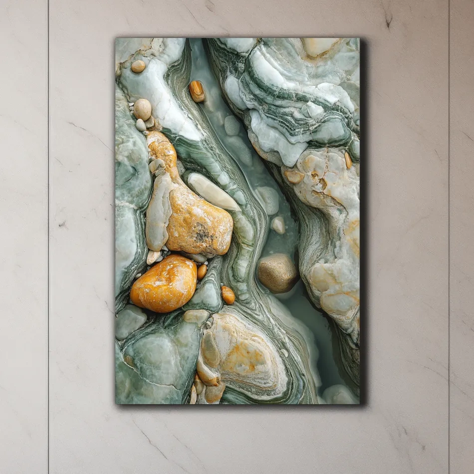 Abstract Agate Stone Riverbed Texture - Marble Geological Wall Art