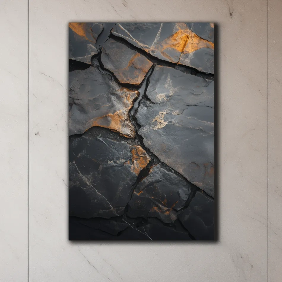 Cracked stone texture artwork, rustic natural organic rock wall art
