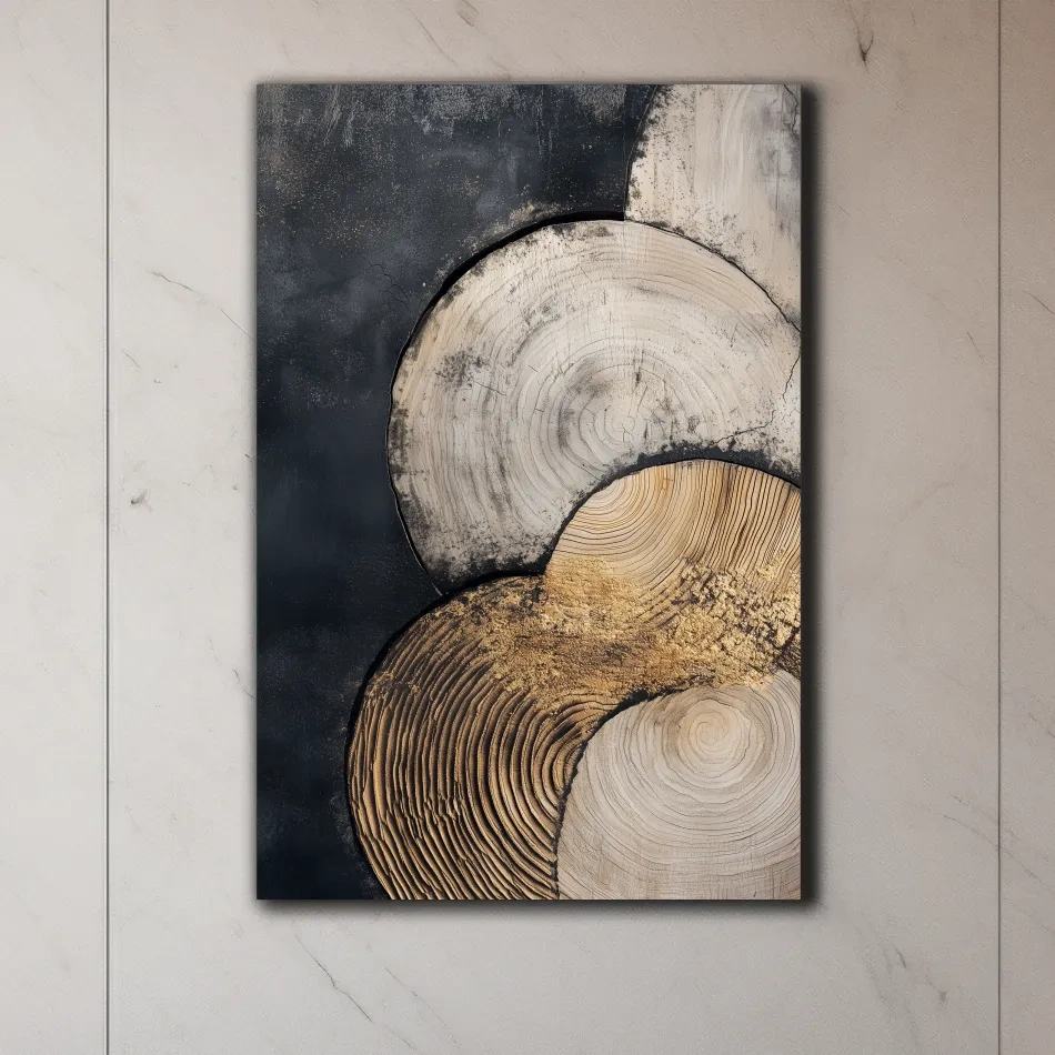 Abstract Wood Grain Circles - Modern Textured Geometric Wall Art