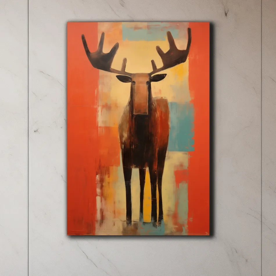 Expressionist style painting of a moose, abstract artwork