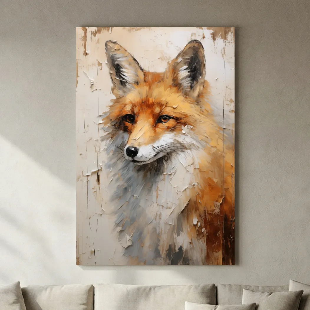 Fox Portrait Painting - Rustic Wildlife Wall Art Print