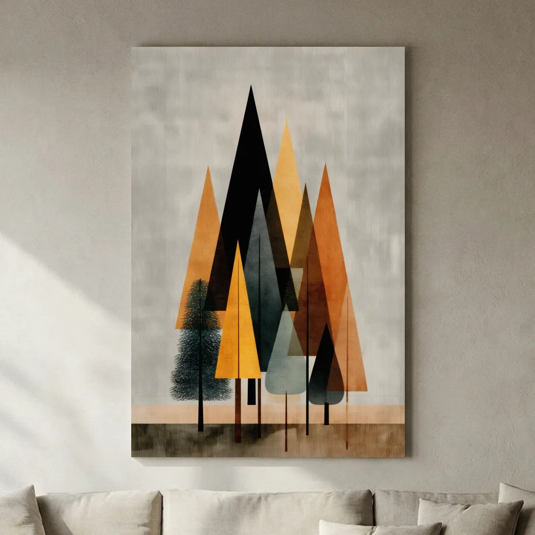 Minimalist Geometric Pine Tree Forest - Mid Century Modern Scandinavian Wall Art