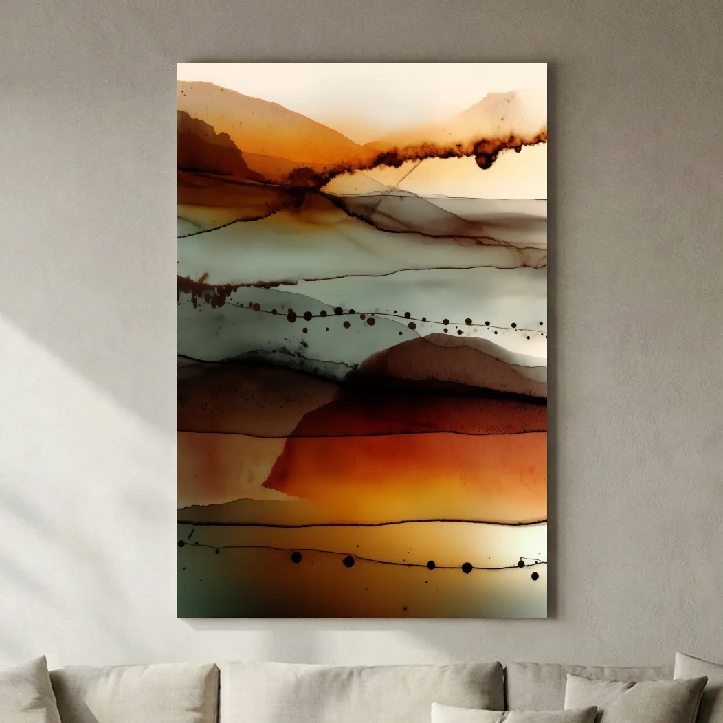 Moody Abstract Mountain Horizon Watercolor - Modern Landscape Wall Art