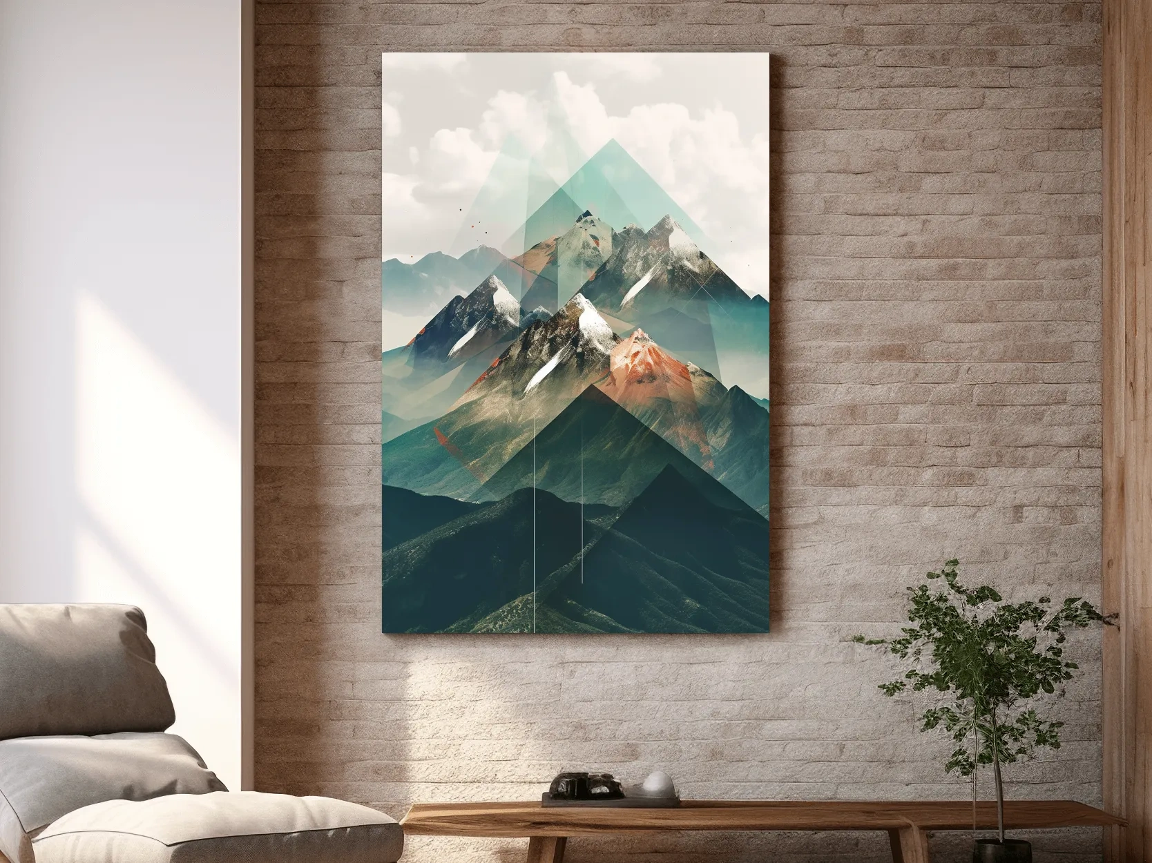 Geometric Alpine Mountain Peaks - Modern Abstract Landscape Wall Art