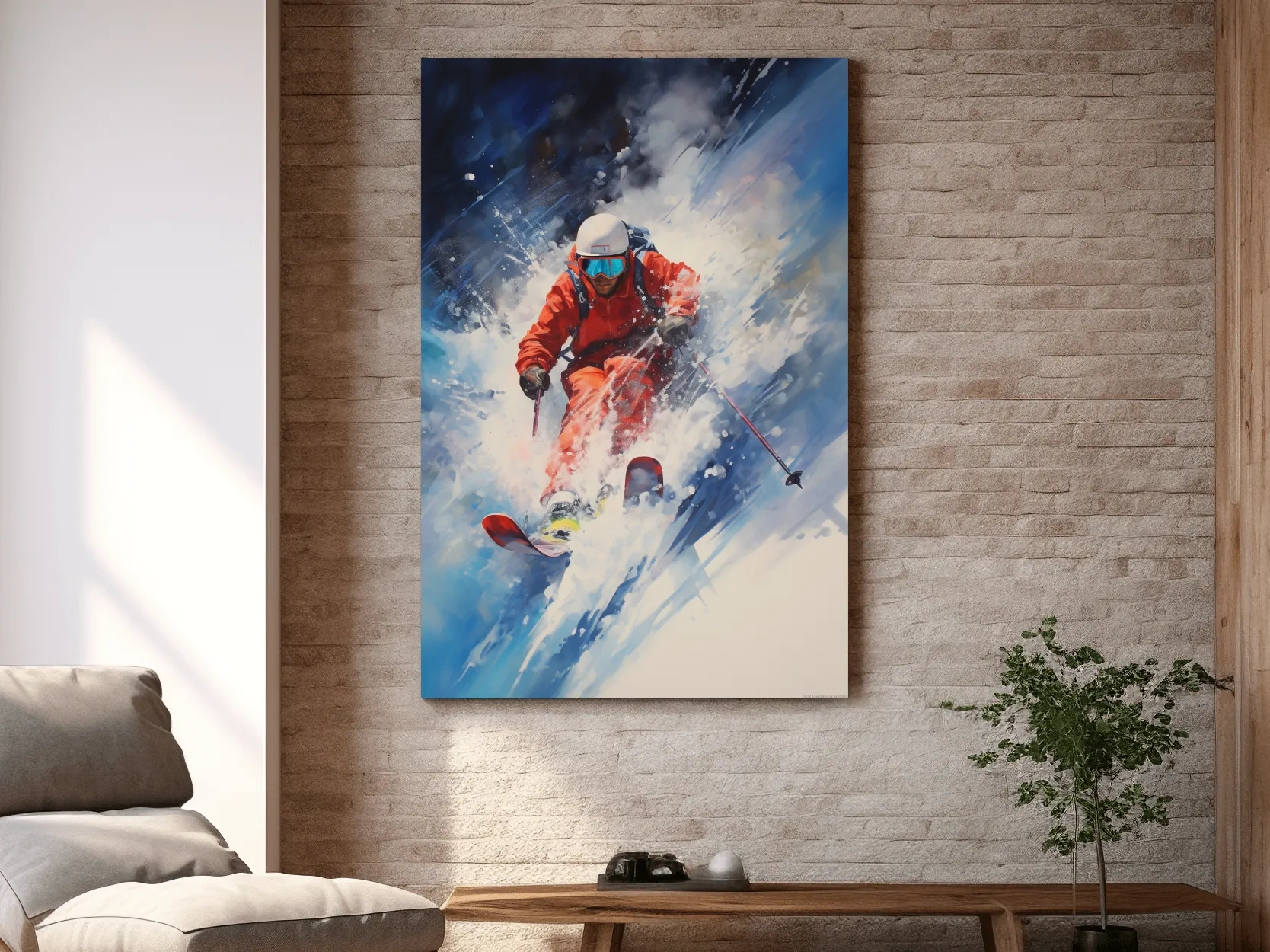 Powder Skier Dynamic Painting - Winter Sports Wall Art