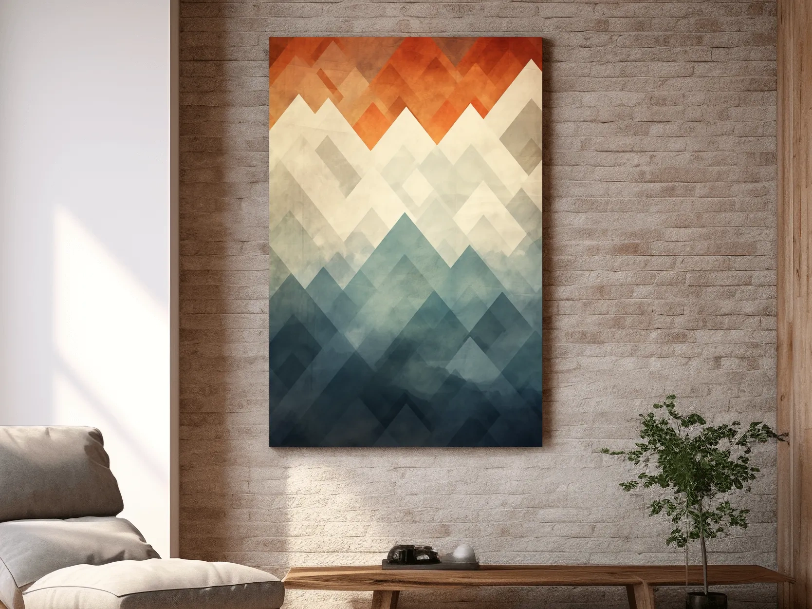 Mid century art, triangular mountain patterns