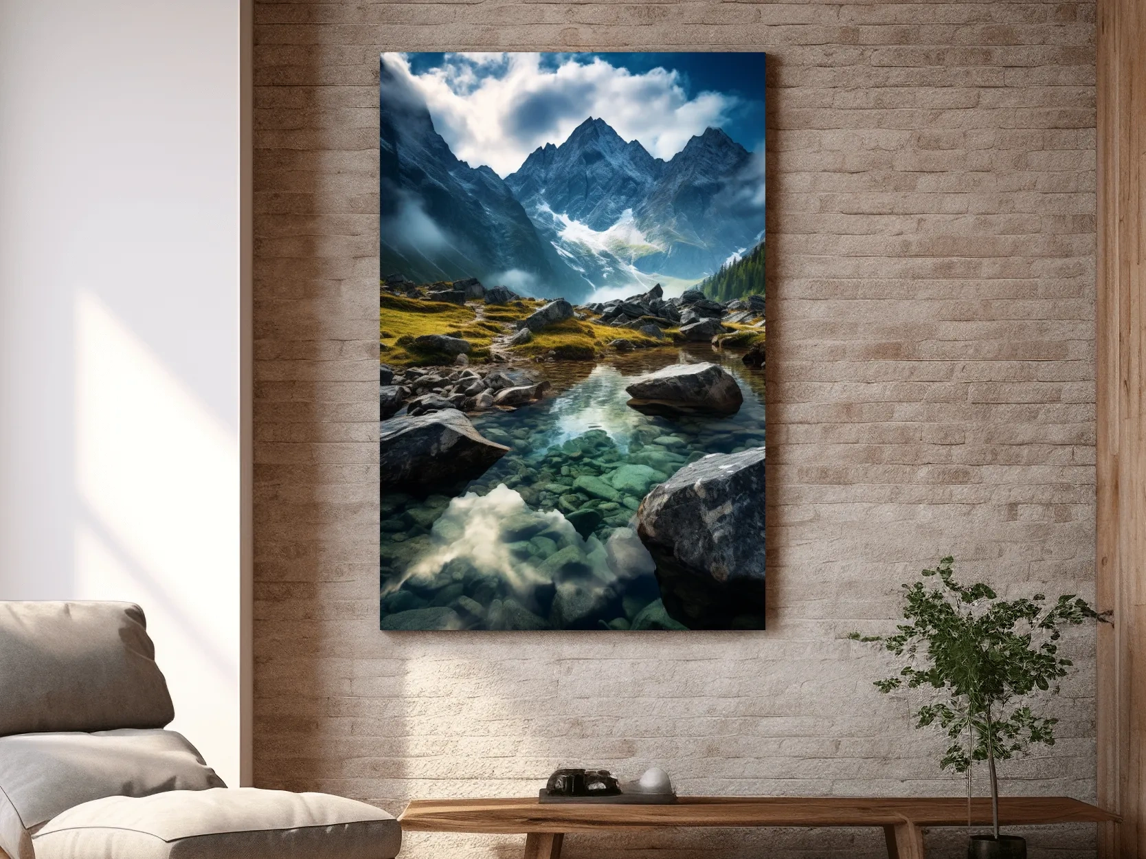 Moody Alpine Mountain Lake Reflection - Dramatic Landscape Photography Wall Art
