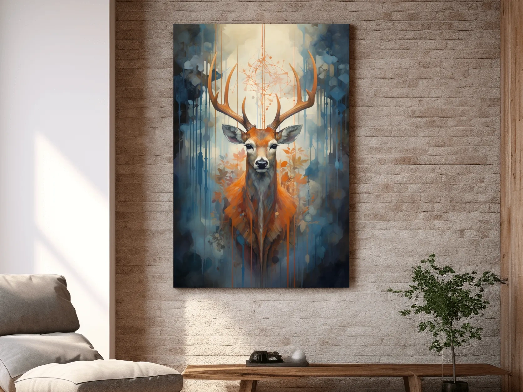 Majestic Stag Portrait - Abstract Wildlife Painting Wall Art