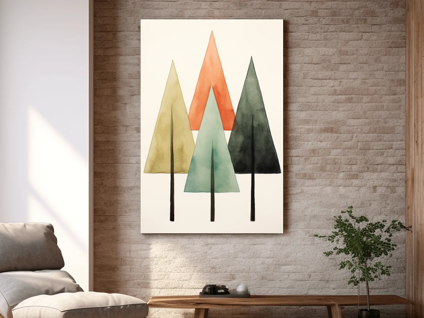 Minimalist Watercolor Pine Tree Trio - Scandinavian Forest Wall Art
