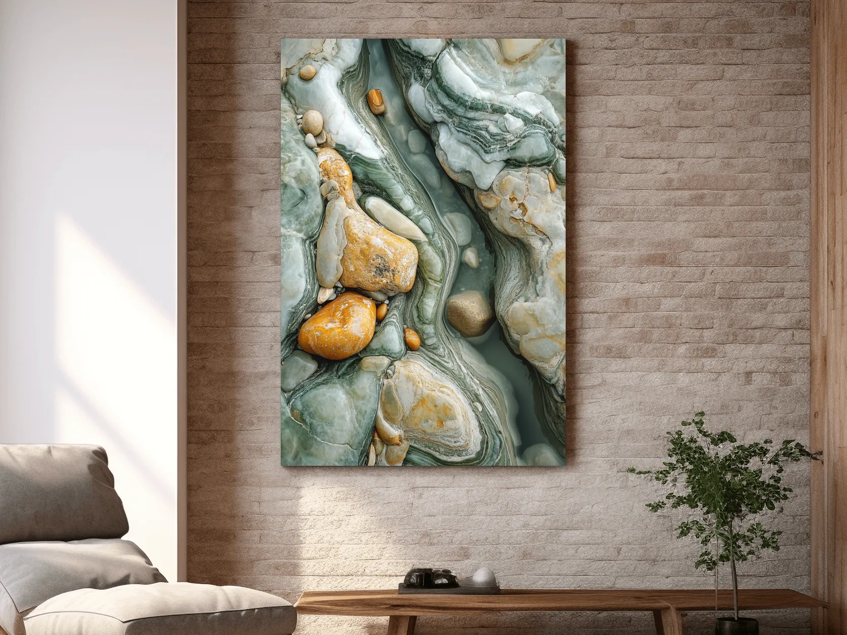 Abstract Agate Stone Riverbed Texture - Marble Geological Wall Art