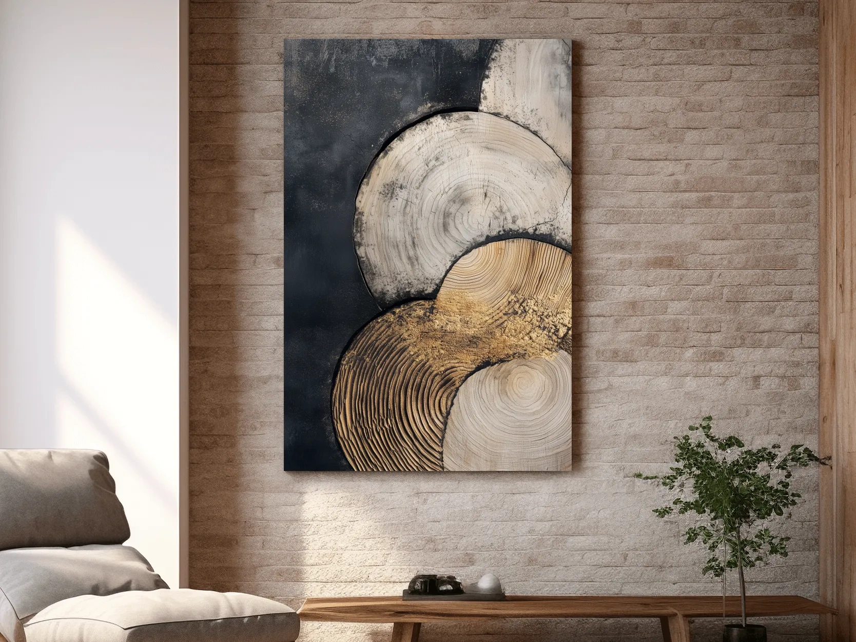 Abstract Wood Grain Texture Circles - Modern Geometric Wall Art