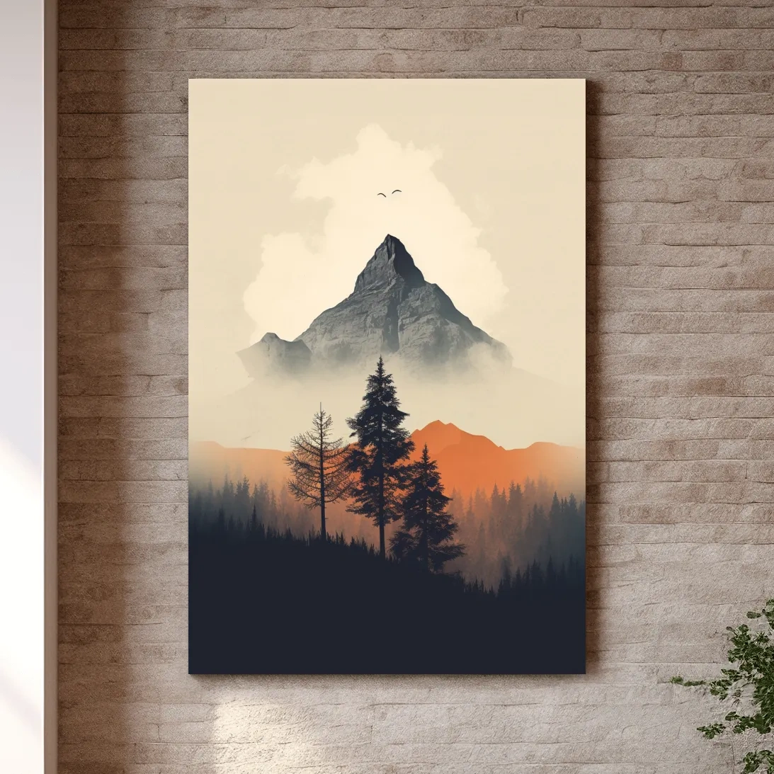 Minimal rustic mountain art