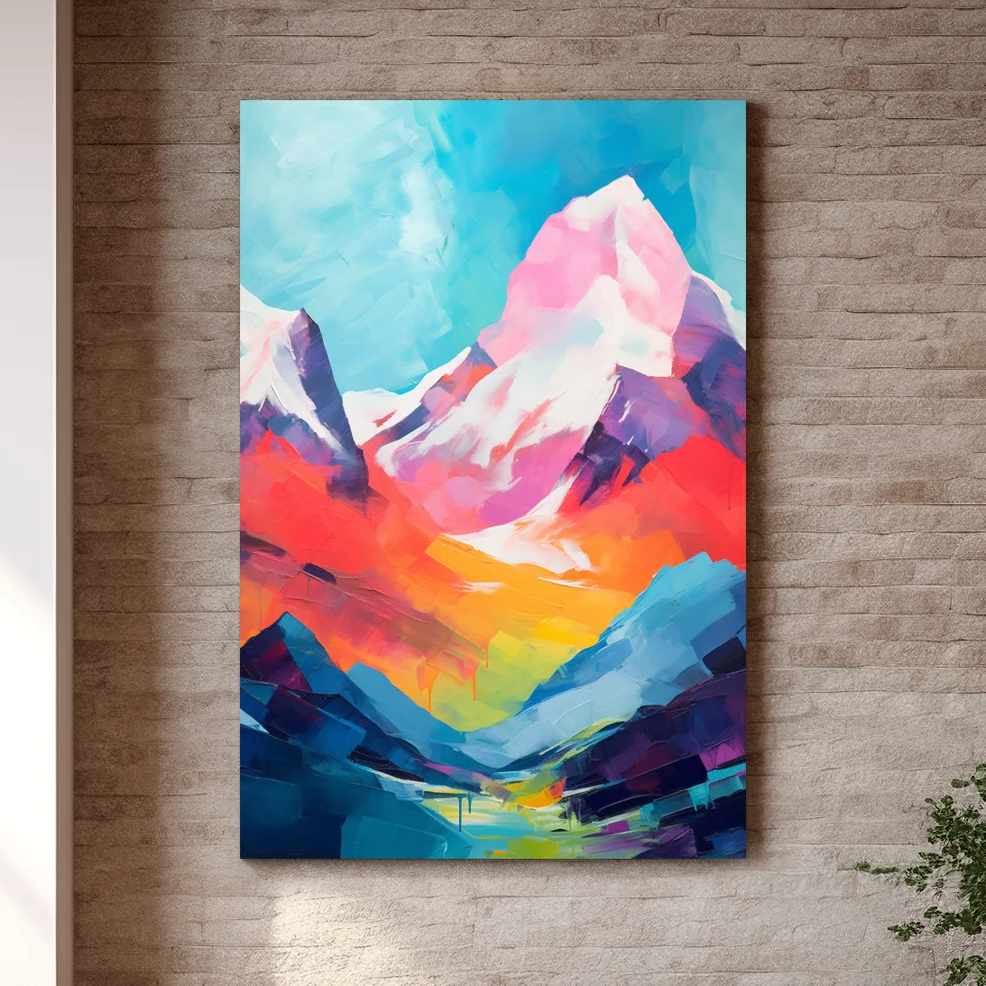 Colourful abstract mountain painting