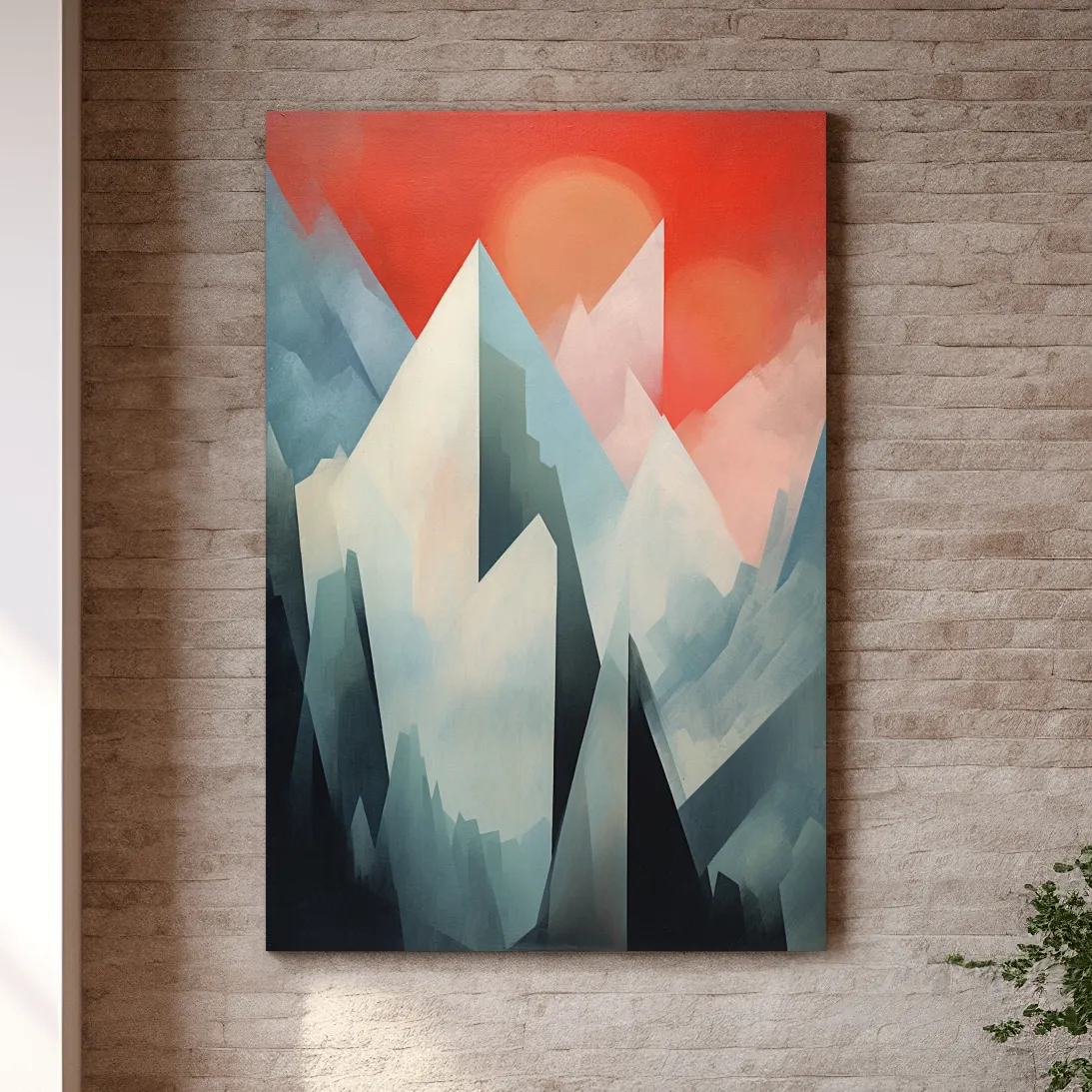 Abstract suprematism mountain painting