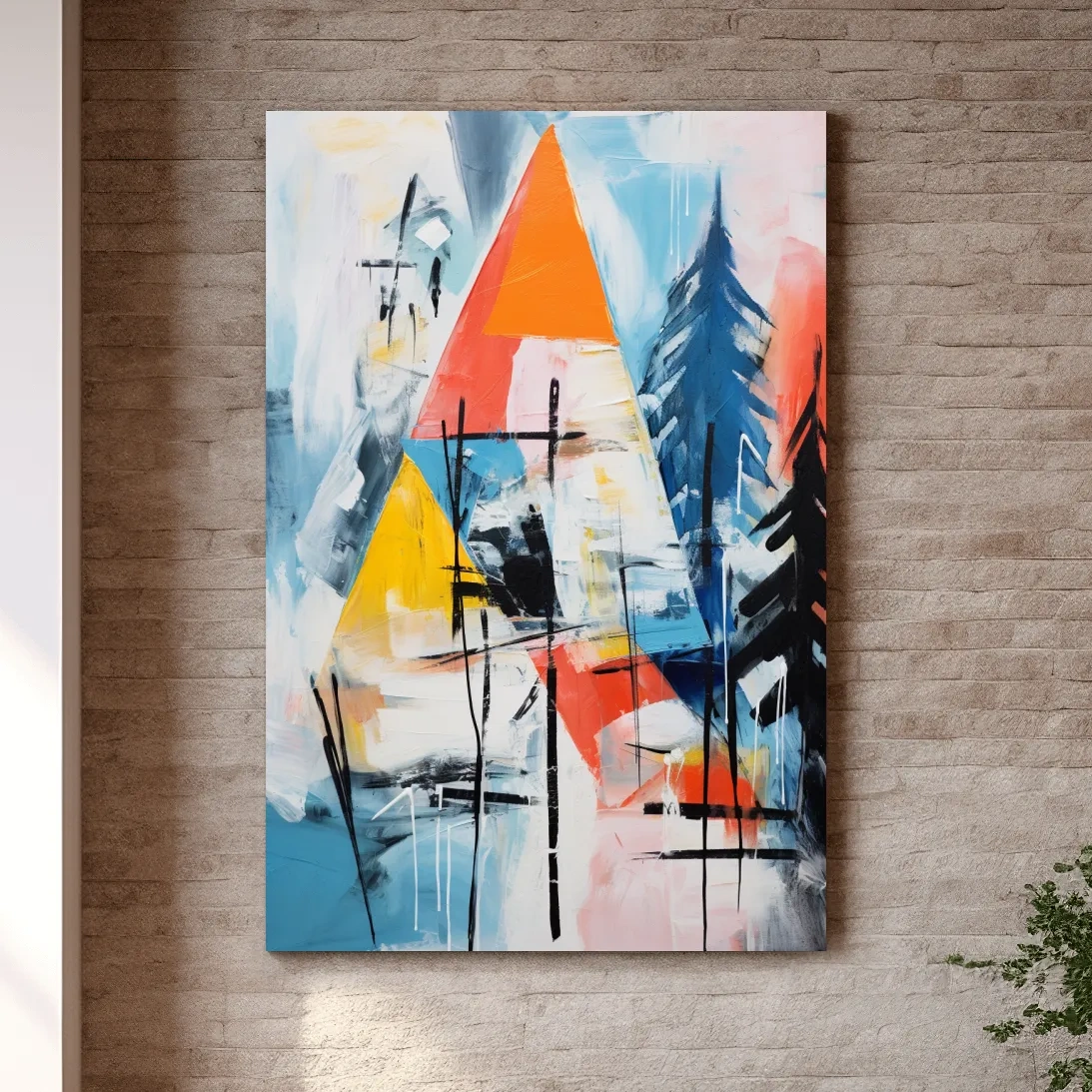 Abstract dripping mountain painting