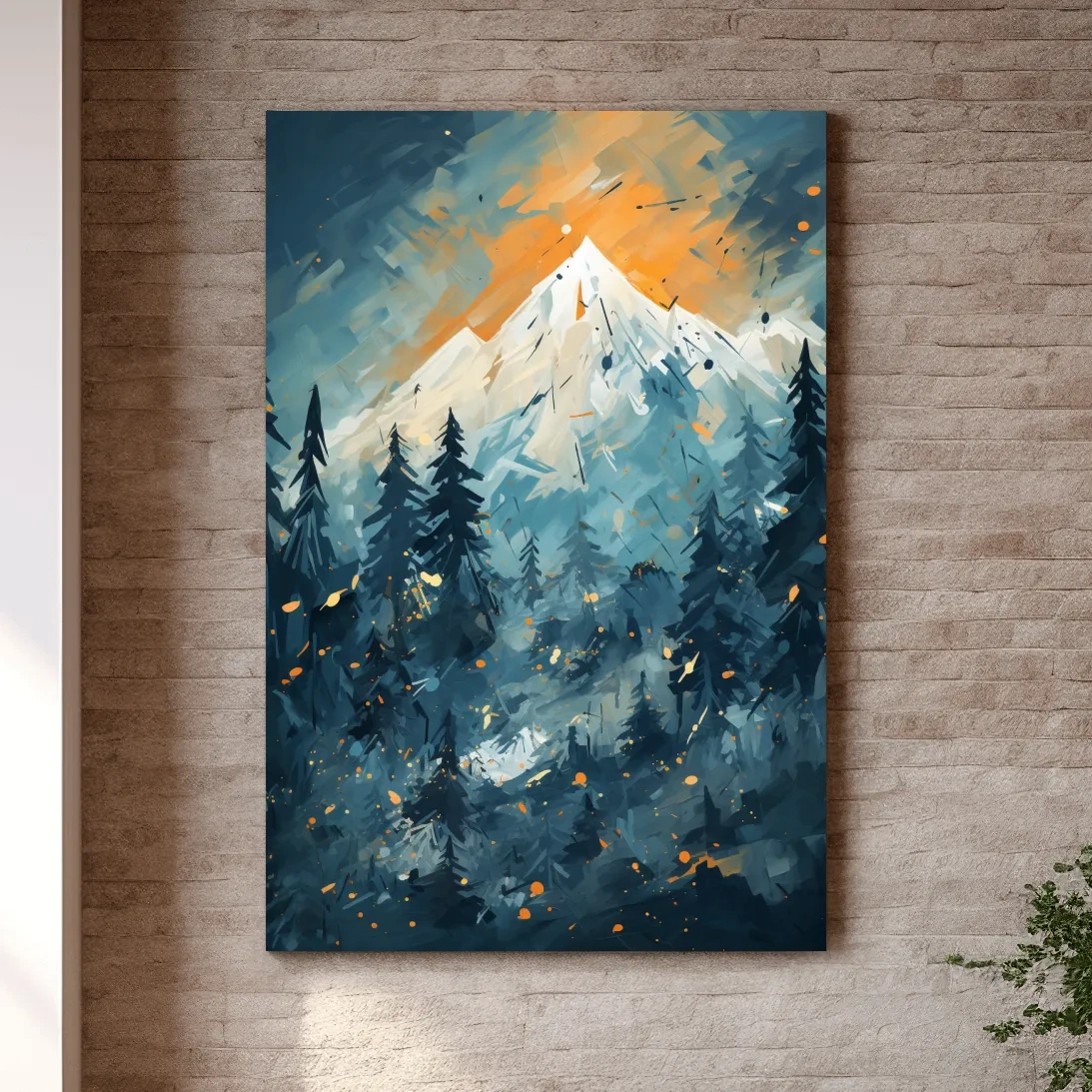 Dynamic mountain sunset art