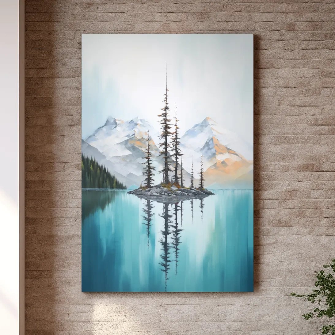 Turquoise Alpine Lake Island Pines - Serene Mountain Landscape Wall Art