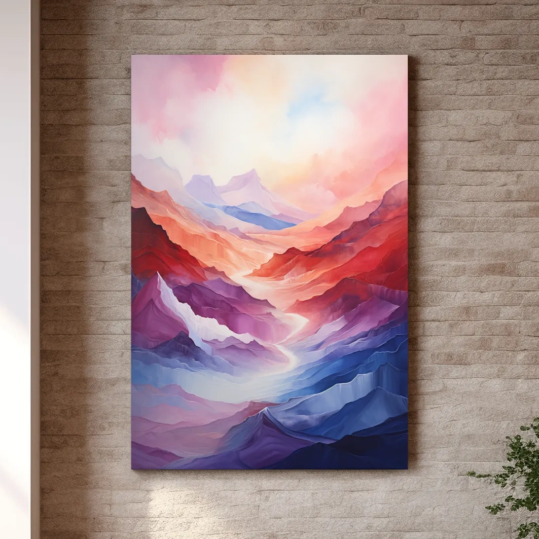 Abstract art, colourful mountainous valley