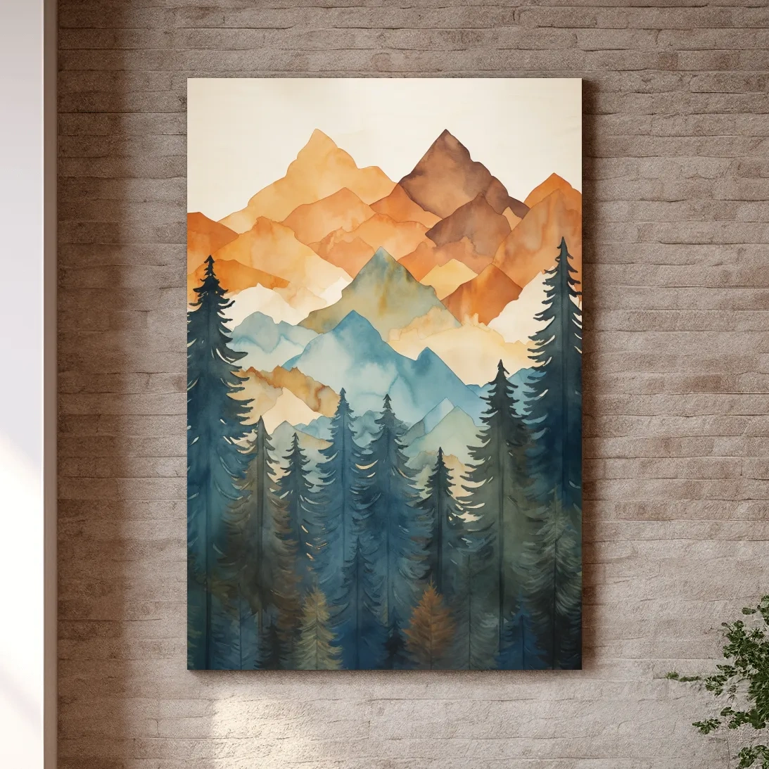 Alpine Mountains Pine Forest Watercolor - Nature Landscape Wall Art