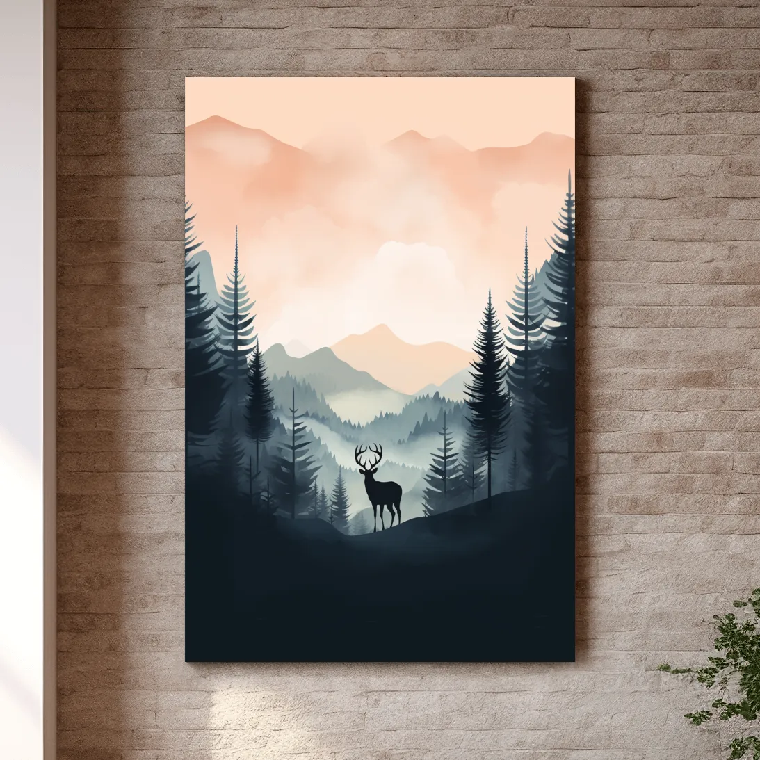 Silhouette of a deer, pastel illustration