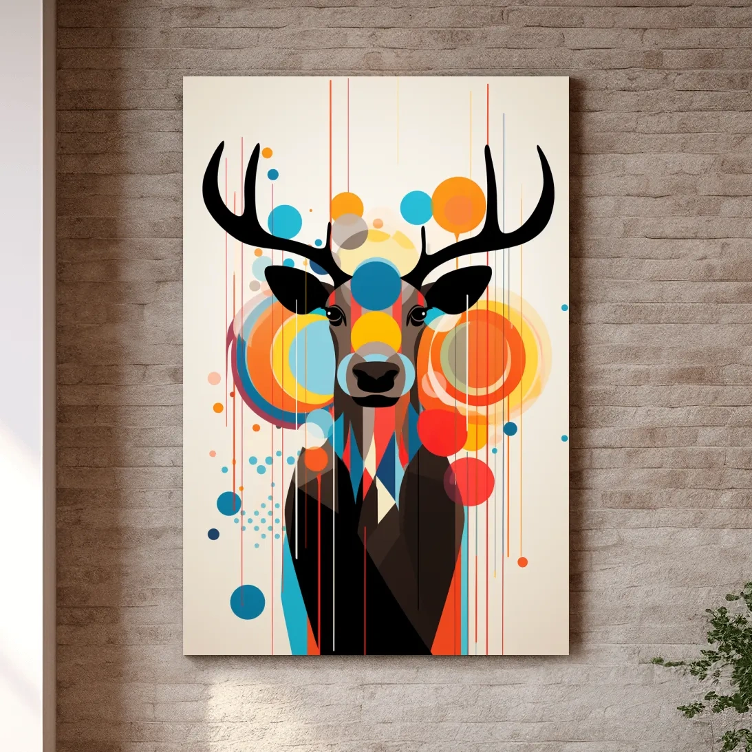 Abstract deer illustration, mid century style art