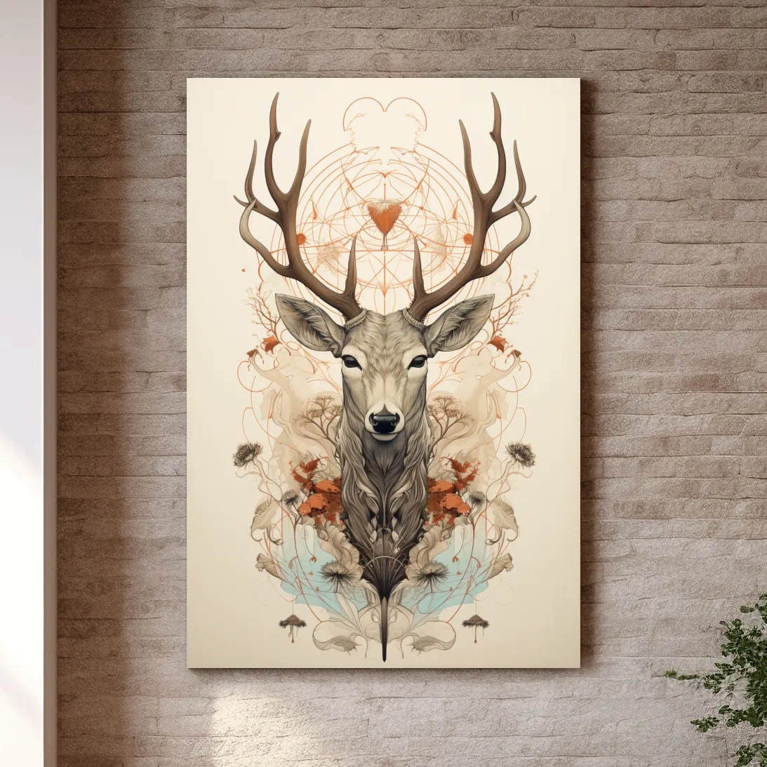 Ornate floral illustration of an elegant deers head
