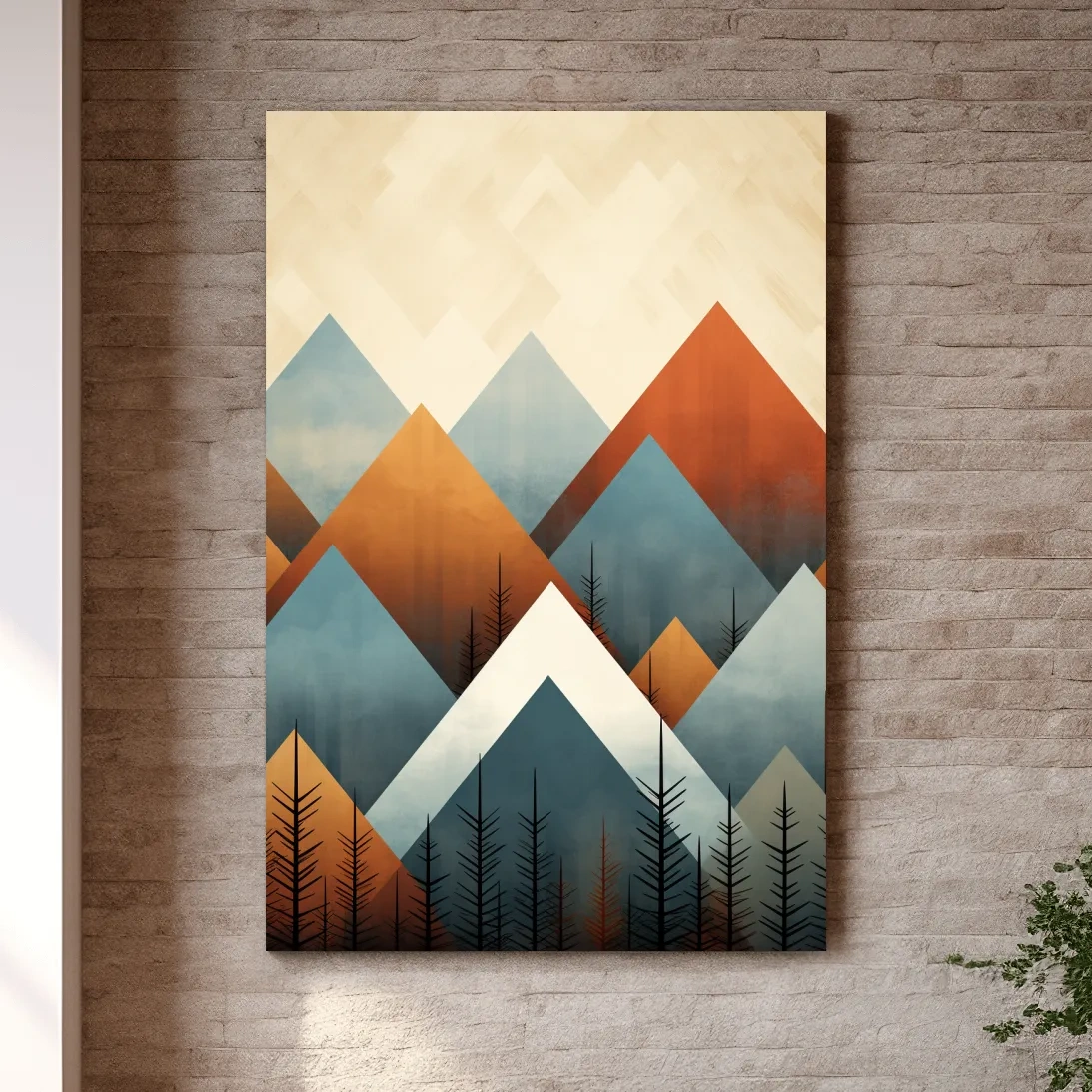 Geometric triangular mountain patterns - mid century style art