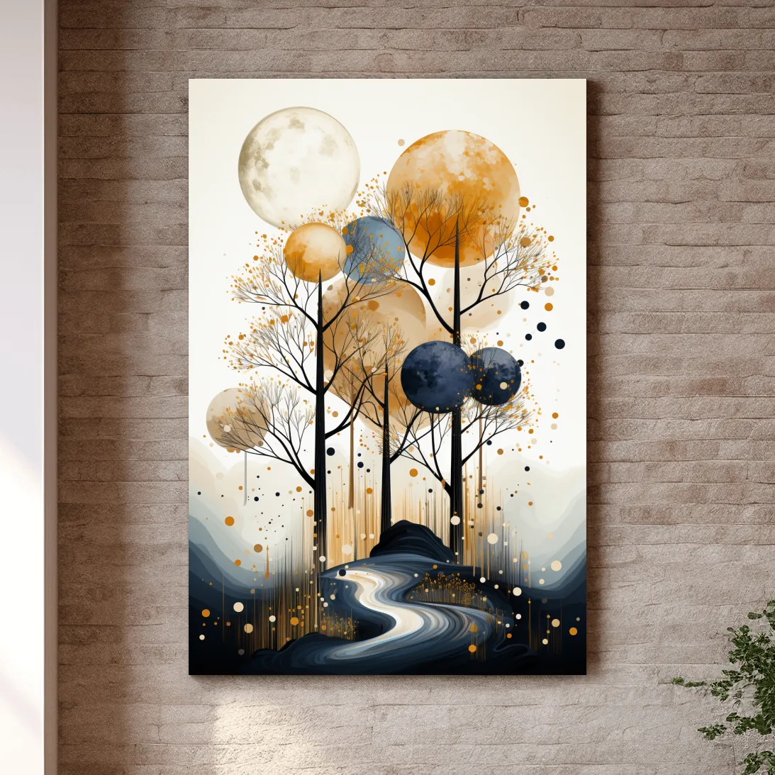 Chic boho style art of surreal trees