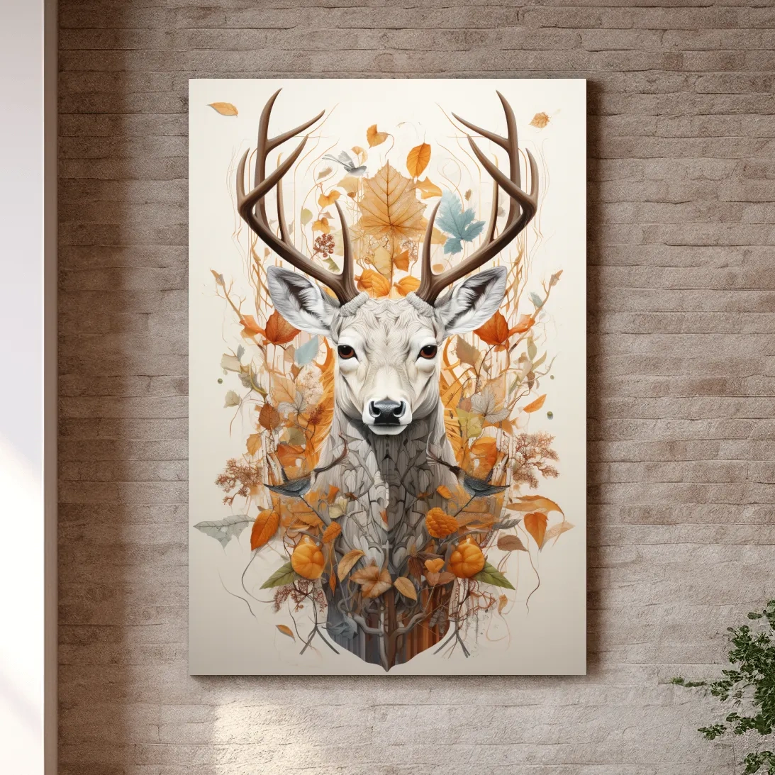 Ornate deer head, coat of arms emblem style artwork
