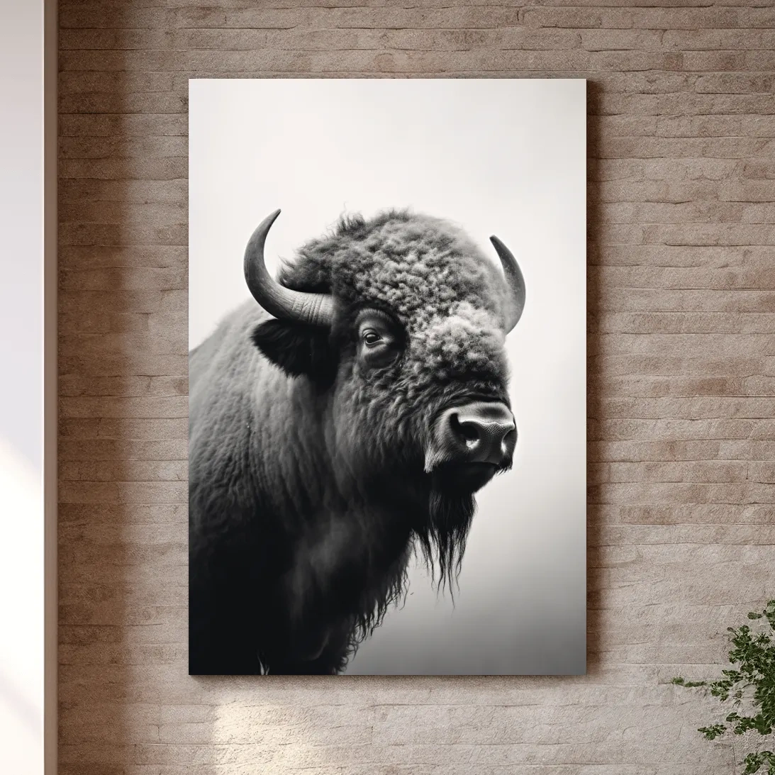 Black And White Bison Portrait - Wildlife Photography Wall Art