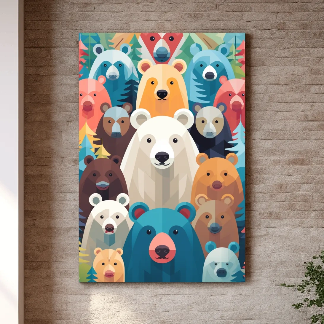 Colorful Bear Family Collage - Childrens Nursery Wildlife Wall Art