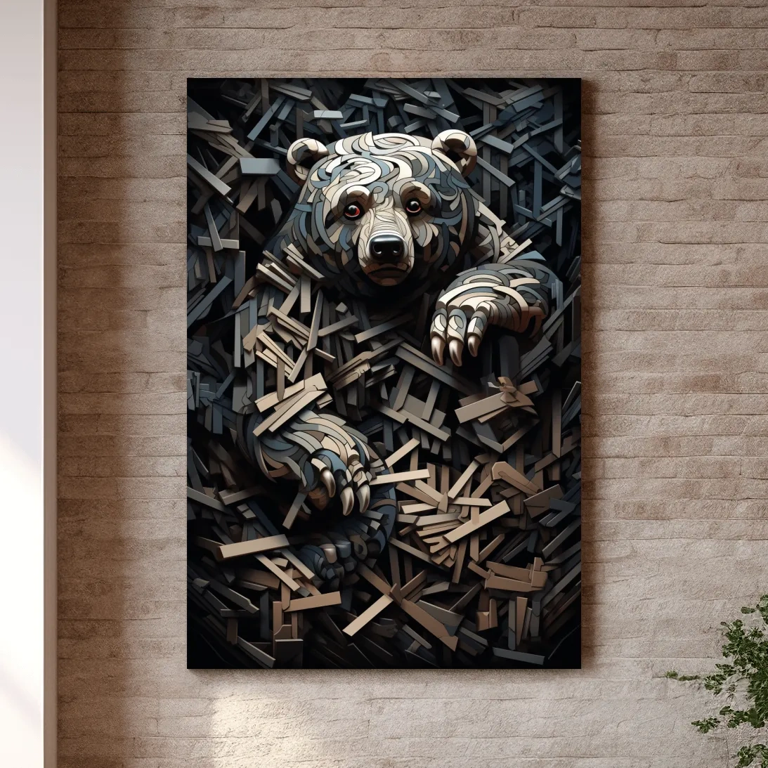 MC Escher style deconstructed hidden bear art