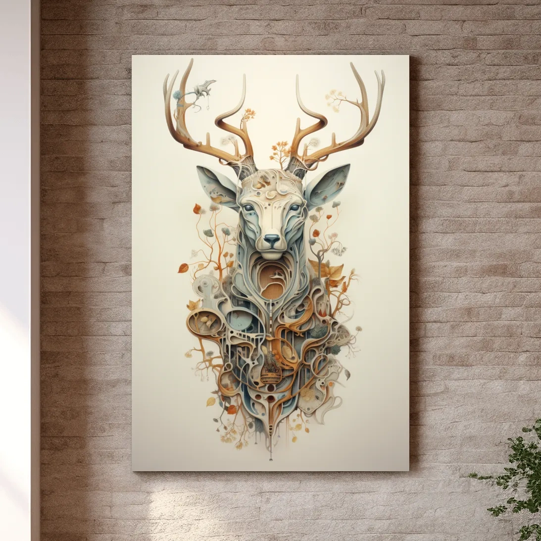 Trippy ornate floral deer head art