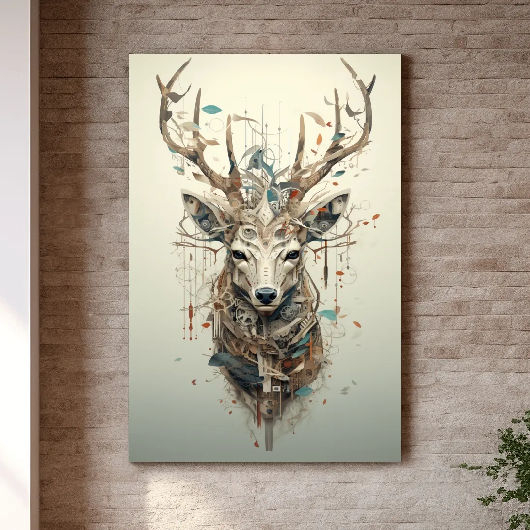 MC Escher style deer head collage art