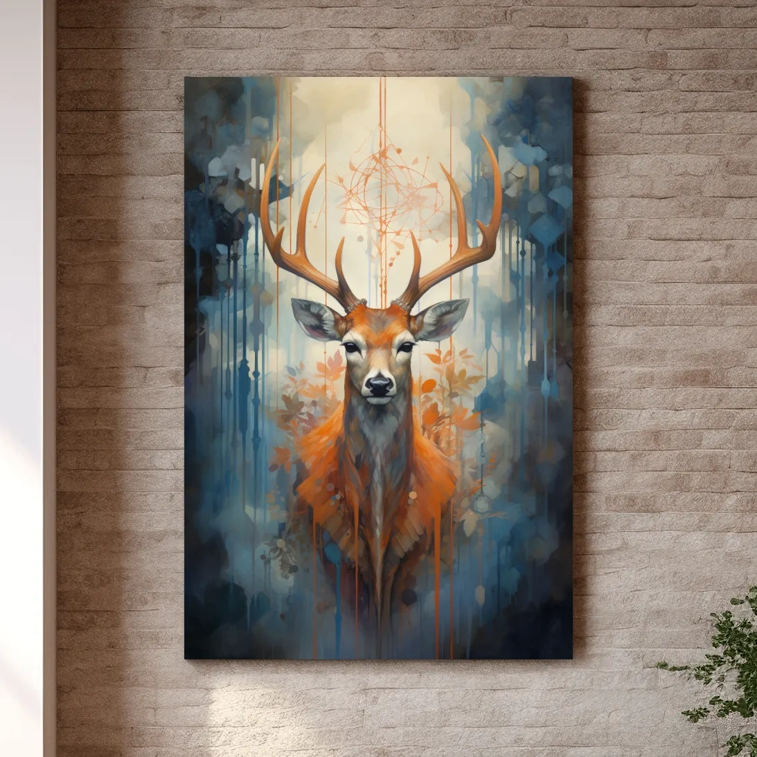 Abstract painting of a majestic deer head