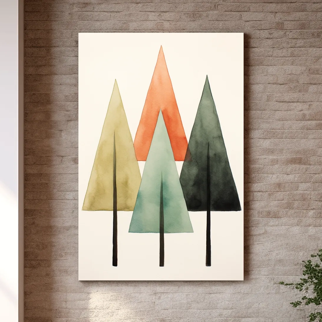 Minimalist Watercolor Pine Tree Trio - Scandinavian Forest Wall Art