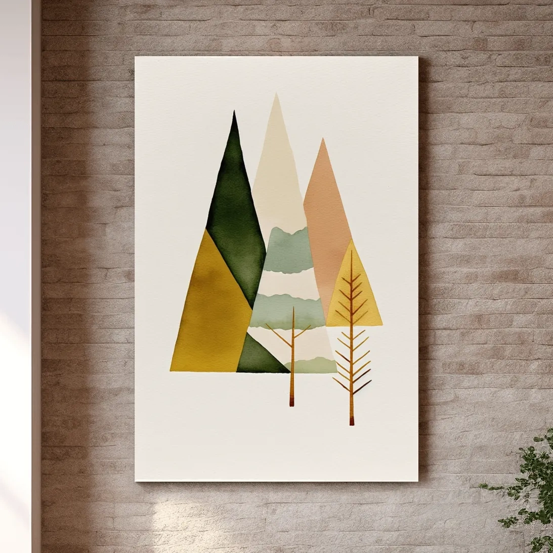 Rustic boho mountain and tree art print